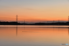 手賀沼夕日　２