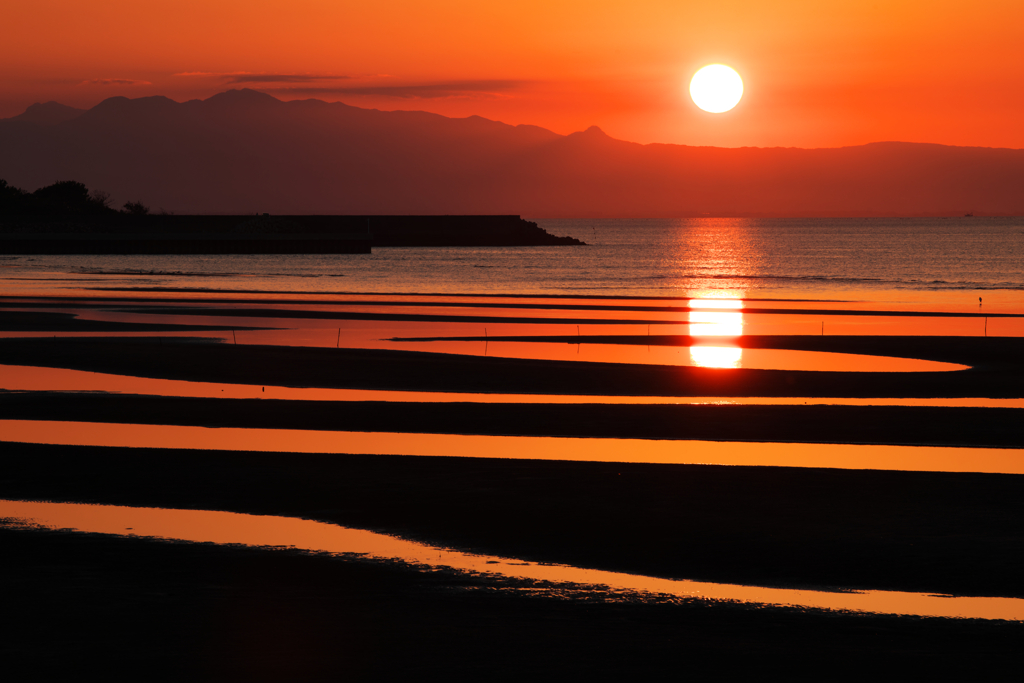 夕日が美しい海岸