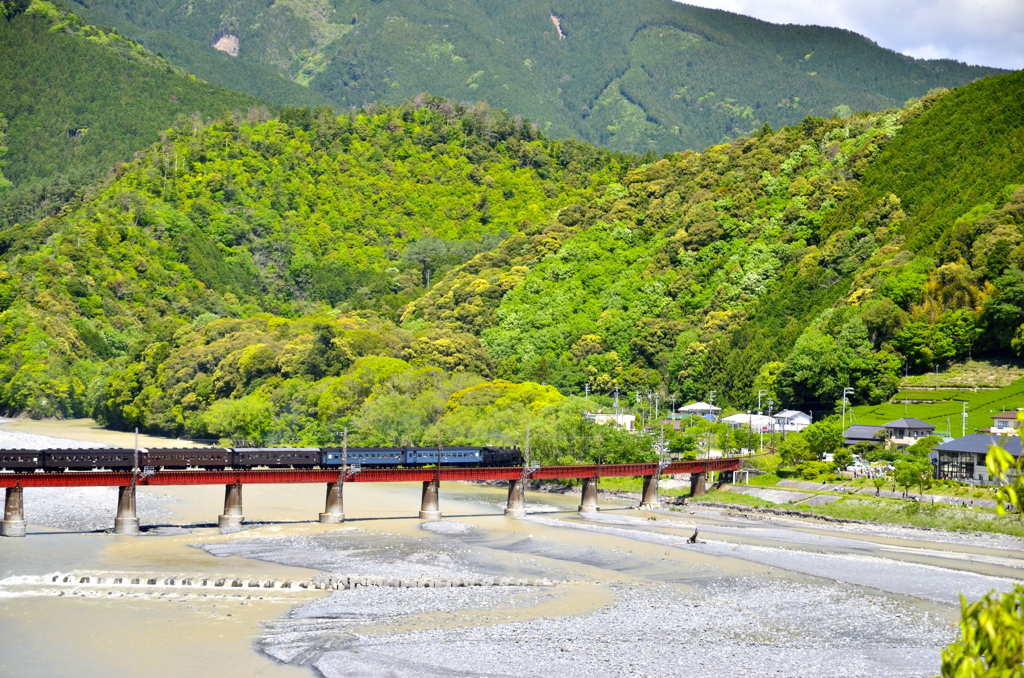 笹間渡鉄橋を行く（近景）