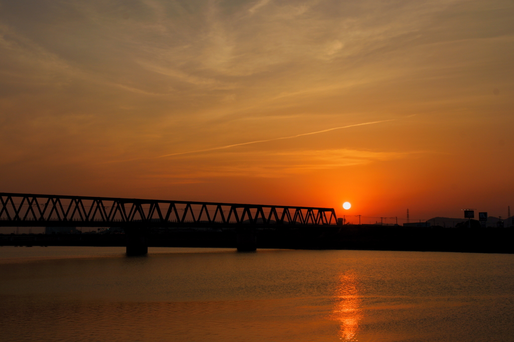 加古川の夕日