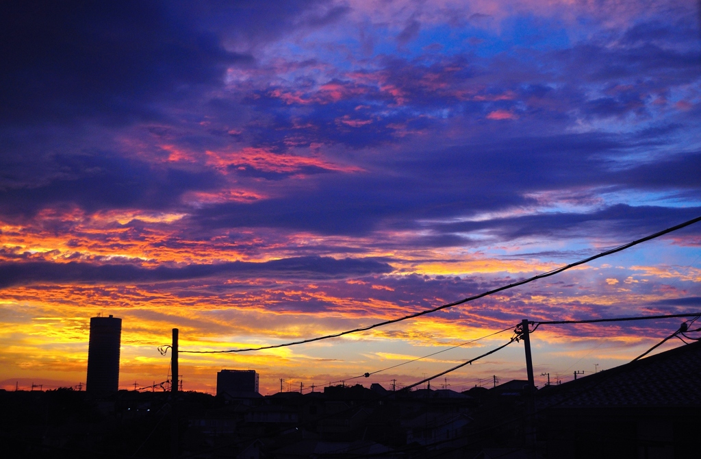 オレンジ色の夕焼け