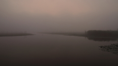 印旛沼・朝景　- 曙色の朝霧 -