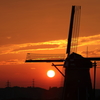 印旛沼・風車　- 沈む秋陽 -
