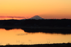 印旛沼・夕景　- 富士眺望 -