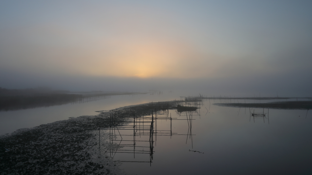 印旛沼・朝景　- 朝陽を待つ -