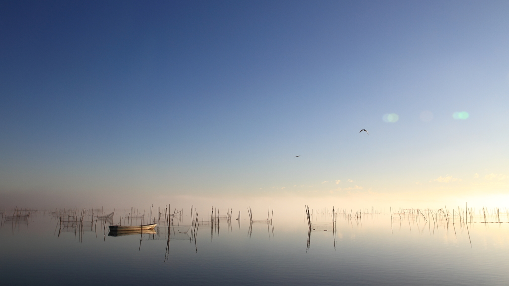 印旛沼・朝景　- 白霧が残る朝 -
