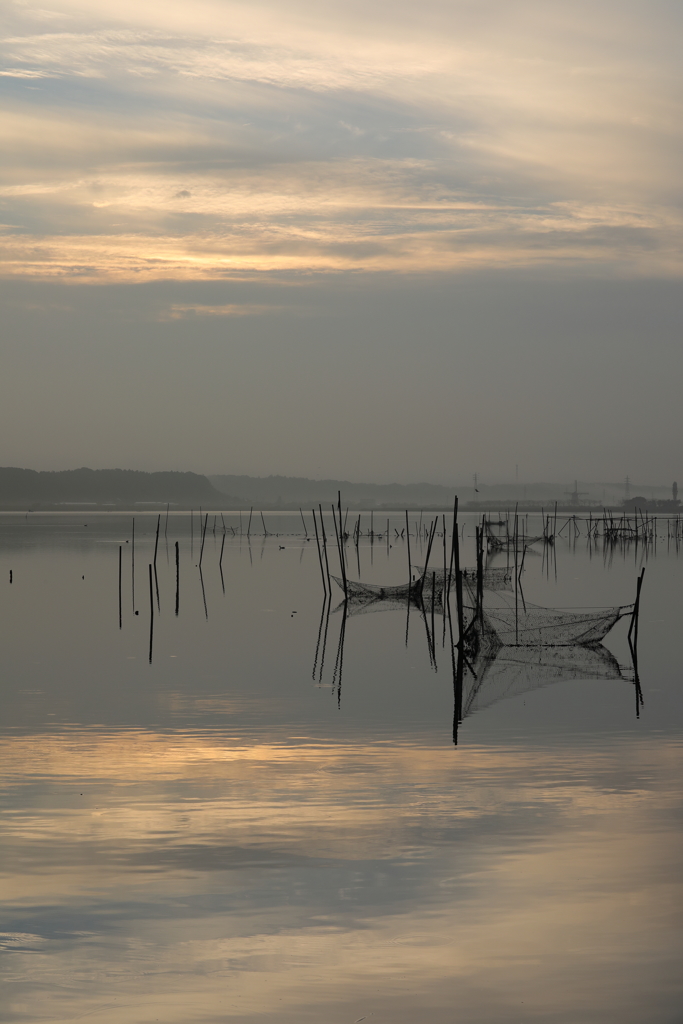 印旛沼・朝景　- 穏やかな朝の水面 -