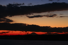 印旛沼・夕景　- 夕暮れの三原色 -