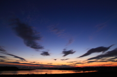 印旛沼・夕景　- 街に明かりが灯る頃 -