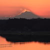 印旛沼・夕景　- 燃える富士山 -