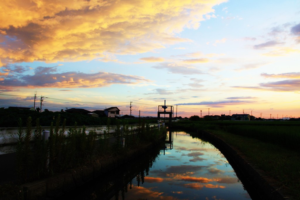 筑後平野の夕焼け