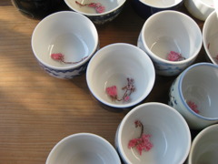 Salted sakura in cups