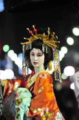 ススキノ　花魁　夜景　女性　祭り　ススキノ祭り　花魁道中　