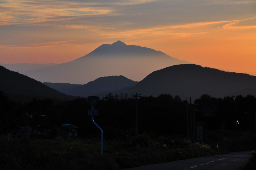 夕暮れの津軽富士