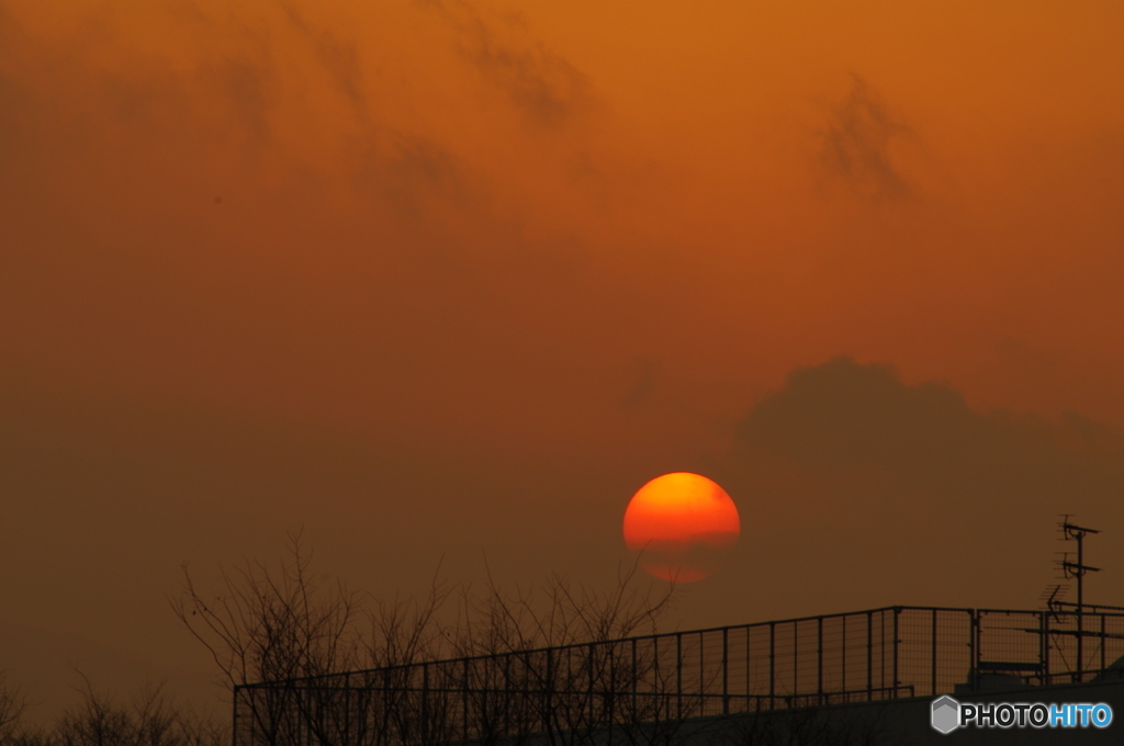 屋上の夕暮れ