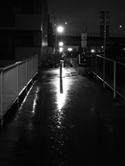 雨の中