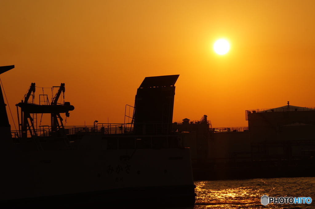 夕日と共に