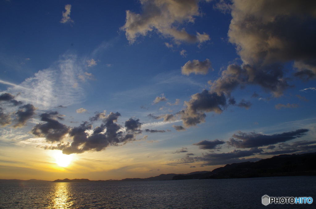 千綿駅からの夕日