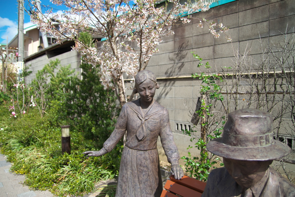 南吉先生と女生徒と桜