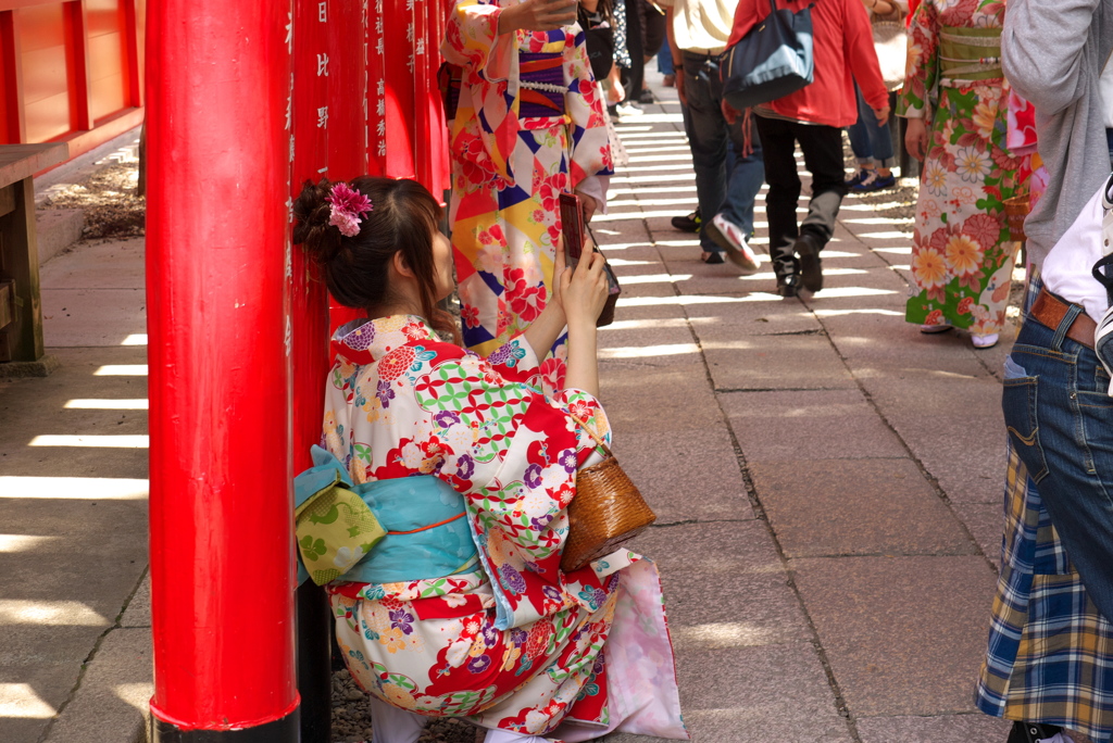 着物姿で写真撮る街
