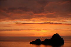 日本海の夕焼け