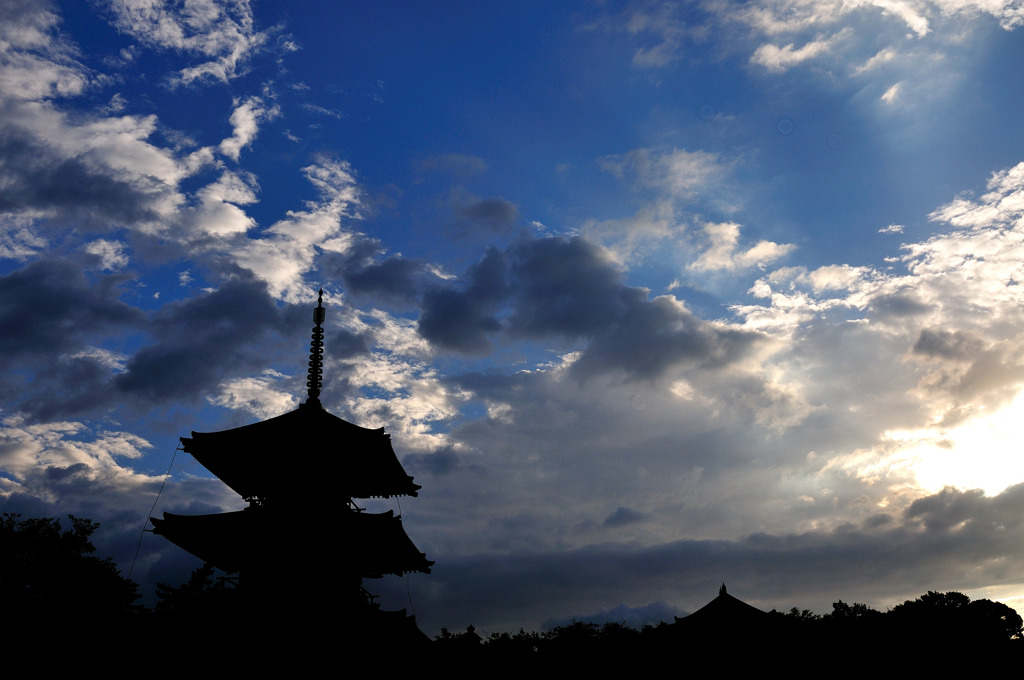 法起寺　夕景