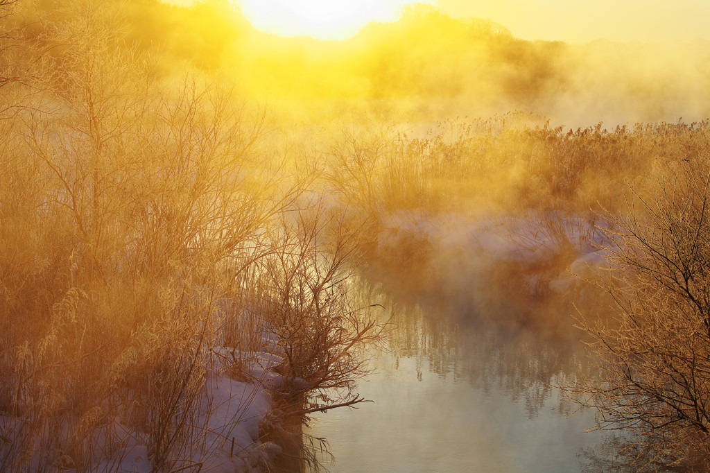 -18℃　朝日に燃える毛嵐