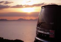 愛車と夕陽　IN　竜王山