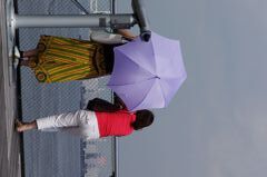 雨上がりに紫の日傘