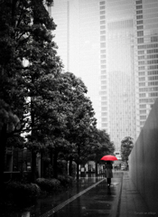 雨の日と赤い傘