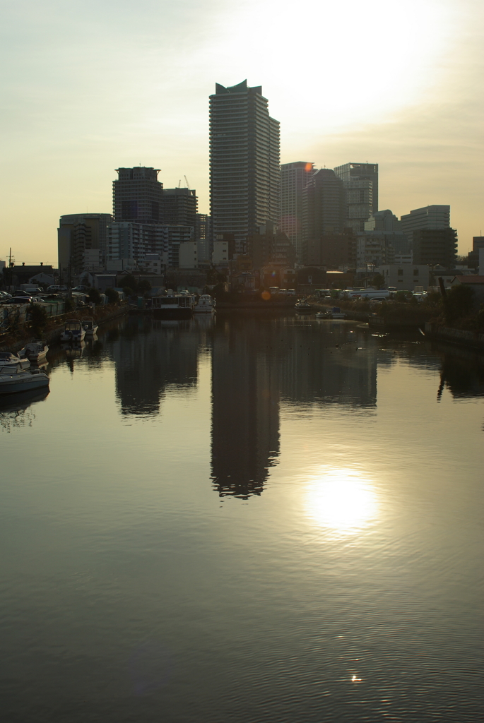 sunset on bay