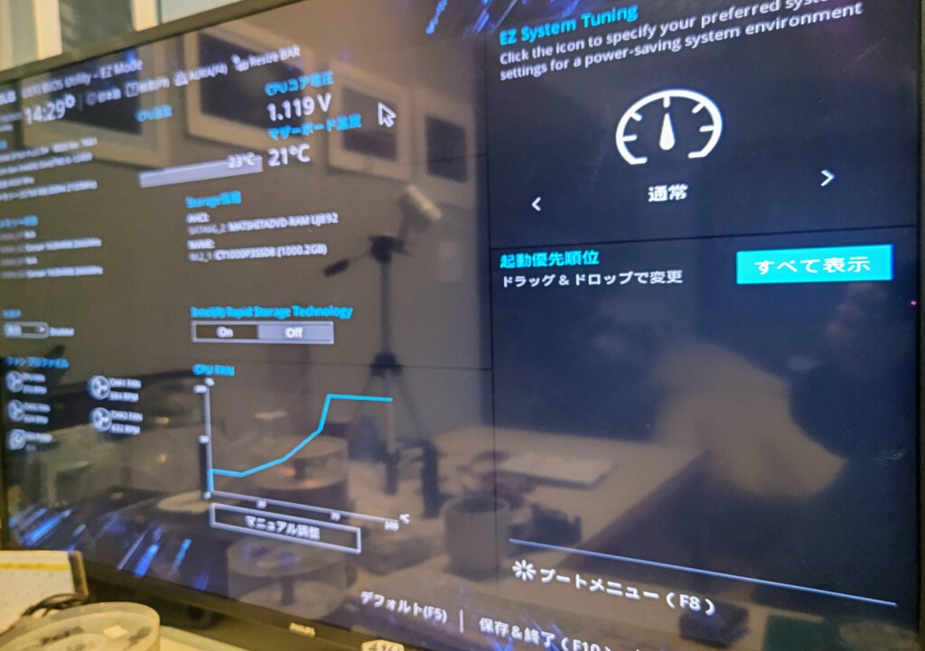 何とかBIOSに辿り着いて