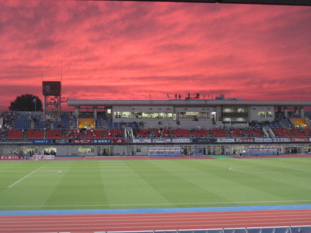 等々力競技場の夕焼け
