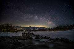 雪解けの松川と天の川