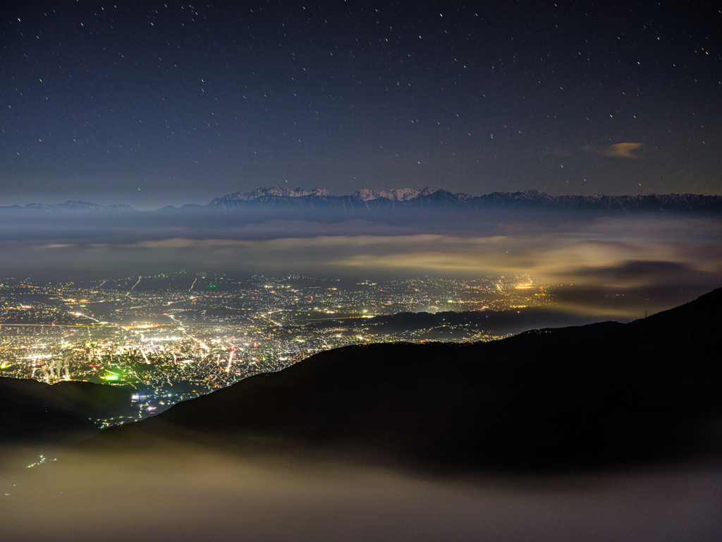 北アルプスと夜景