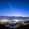 安曇野の夜景と田園風景