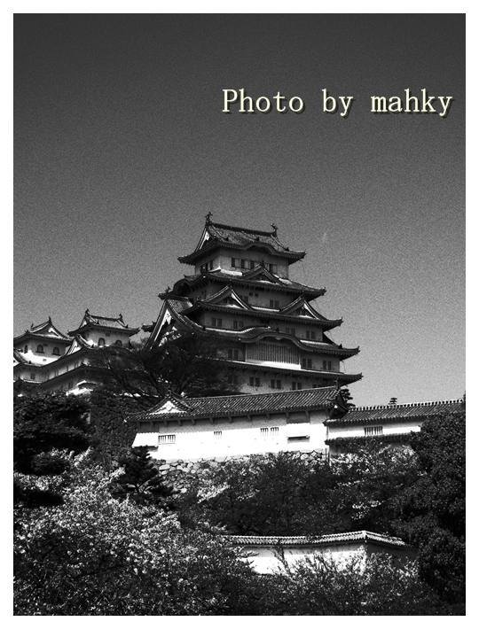姫路城（モノクロ）