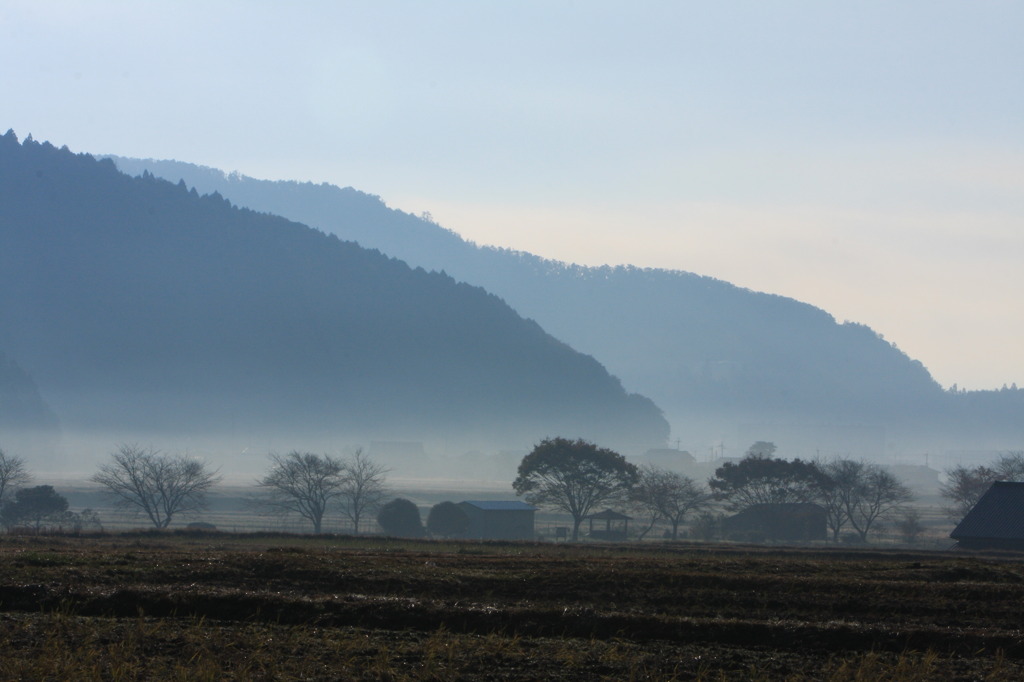 朝もやの風景