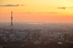 東山スカイタワーからの夕陽