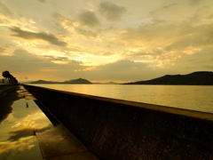 日本海と夕日