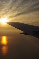 飛行機からの夕日