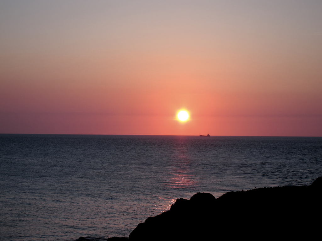 牧崎風の夕日