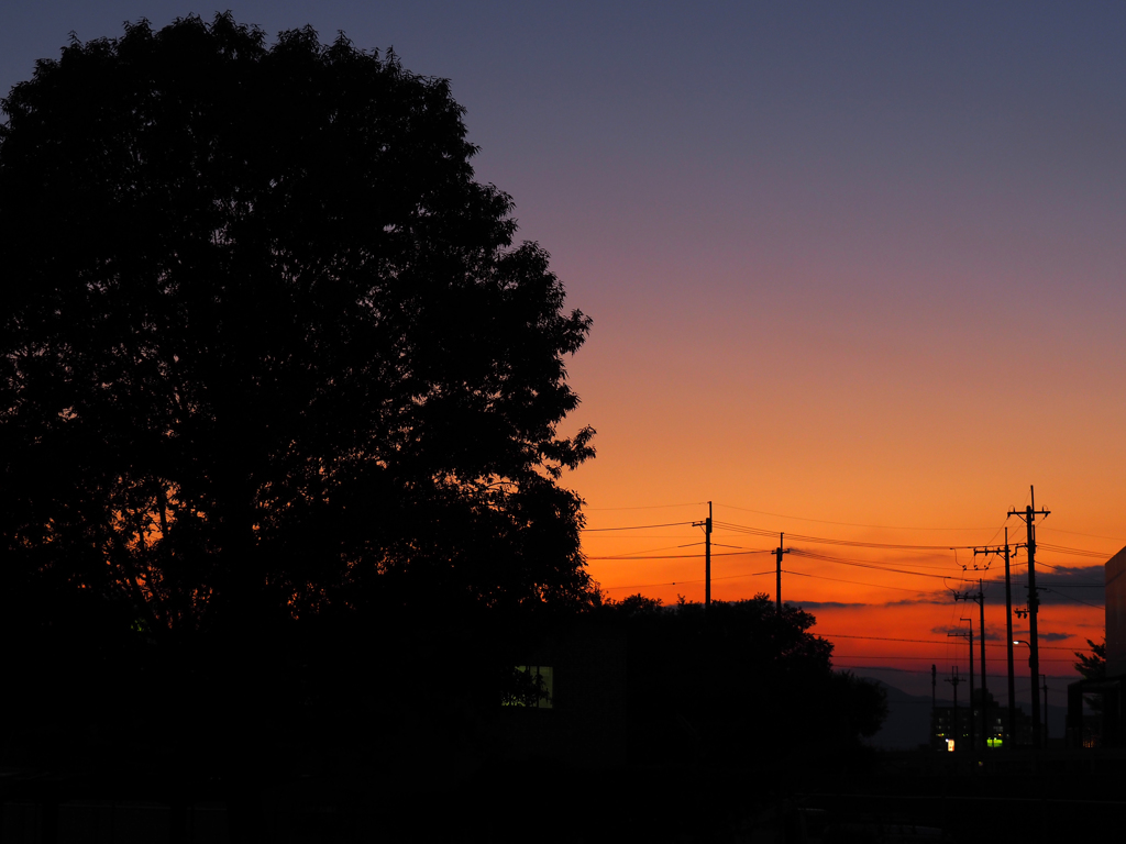秋晴れの夕焼
