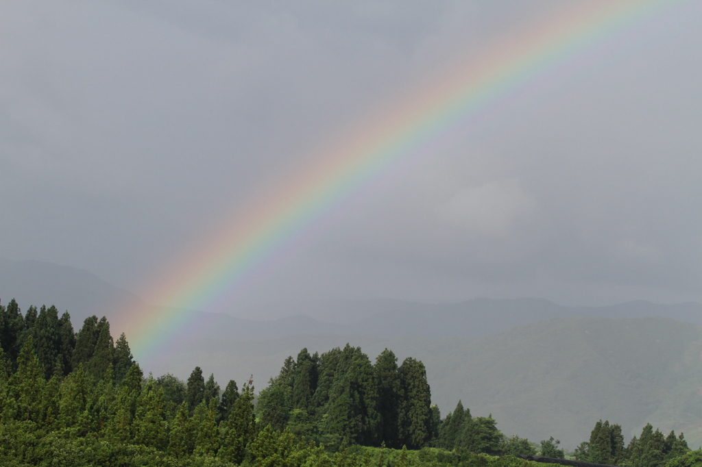 虹の根元は...