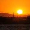 木曽川から見た夕日