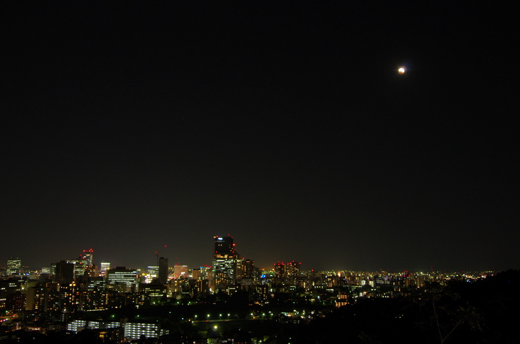 仙台城址から見る月食