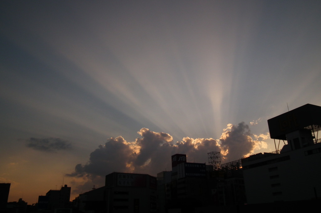 仙台駅前の夕景