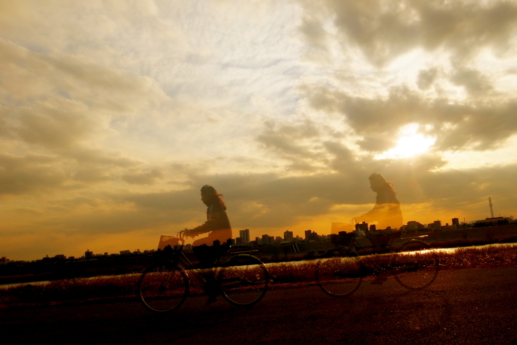 夕景二人連れ