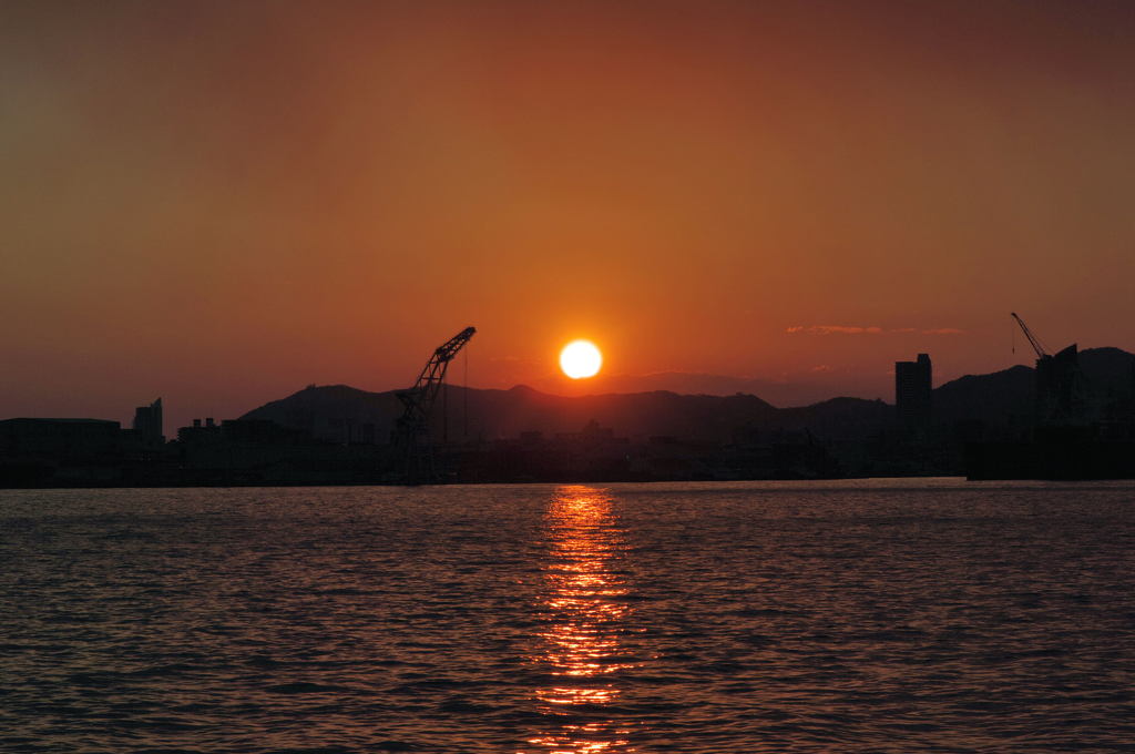しおさい公園で夕日。