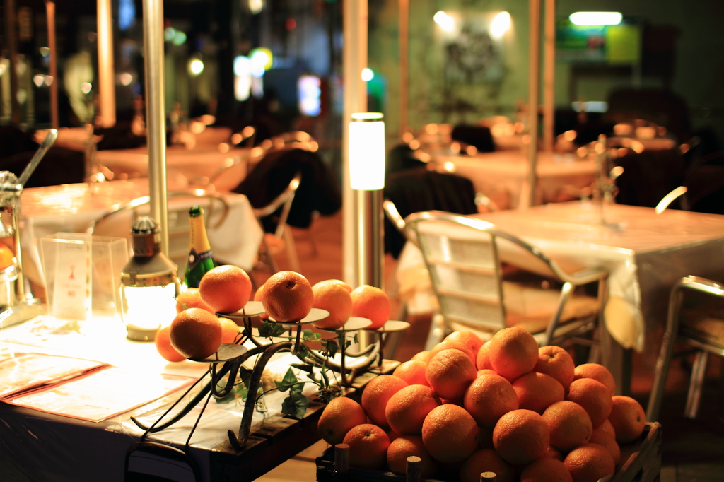 冬のオープンカフェ